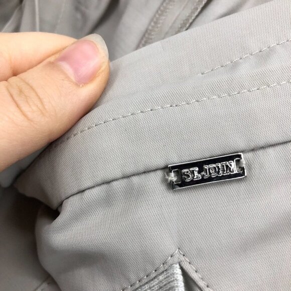 St John grey / nude drawstring waist lightweight track pants pockets size 12 - Picture 12 of 15